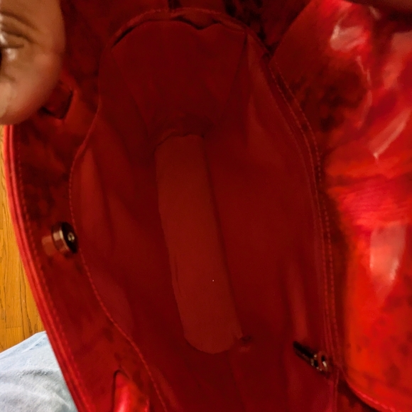 Escada Red / Snake Print Patent Leather Handbag - Picture 9 of 15